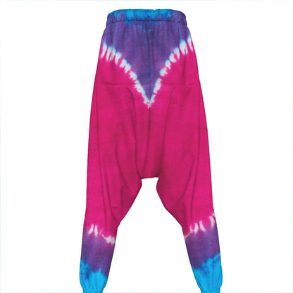 Colorful Heart Tie Dye Print Hammer Pants