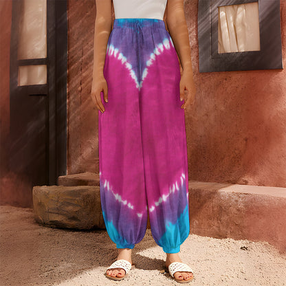 Colorful Heart Tie Dye Print Harem Pants