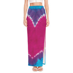 Colorful Heart Tie Dye Print High Slit Maxi Skirt