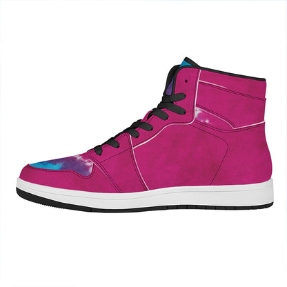 Colorful Heart Tie Dye Print High Top Leather Sneakers
