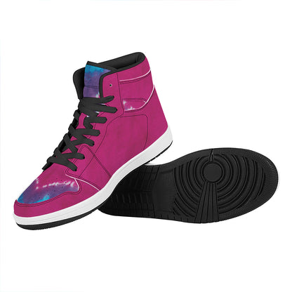 Colorful Heart Tie Dye Print High Top Leather Sneakers