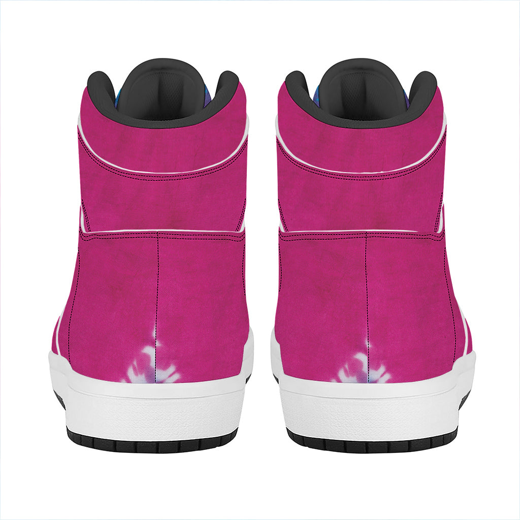 Colorful Heart Tie Dye Print High Top Leather Sneakers