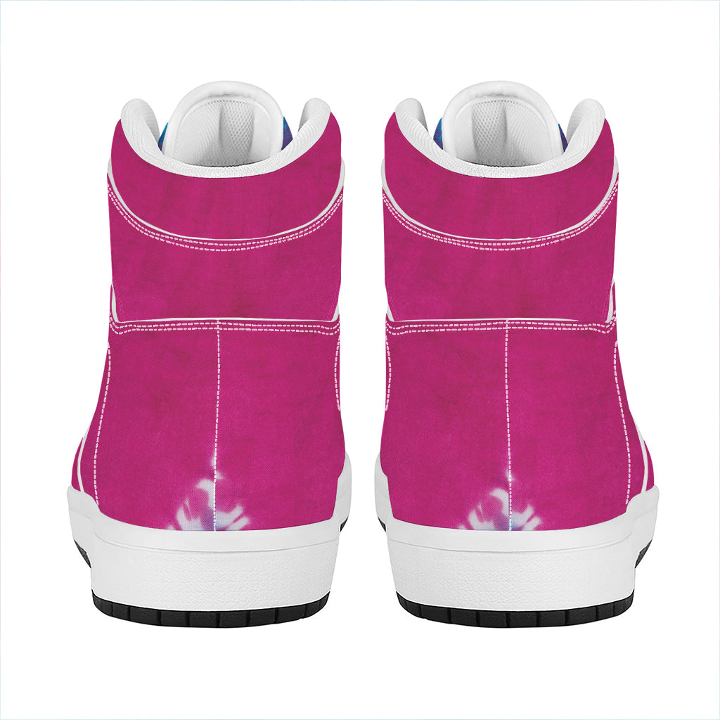 Colorful Heart Tie Dye Print High Top Leather Sneakers