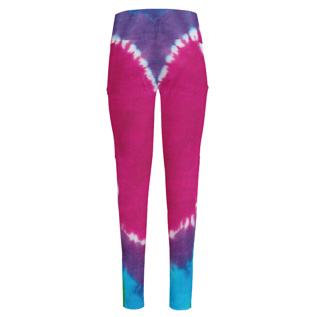 Colorful Heart Tie Dye Print High-Waisted Pocket Leggings