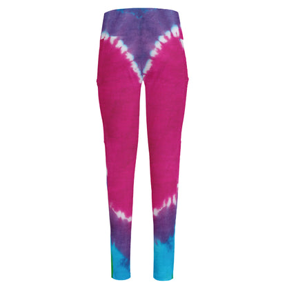 Colorful Heart Tie Dye Print High-Waisted Pocket Leggings
