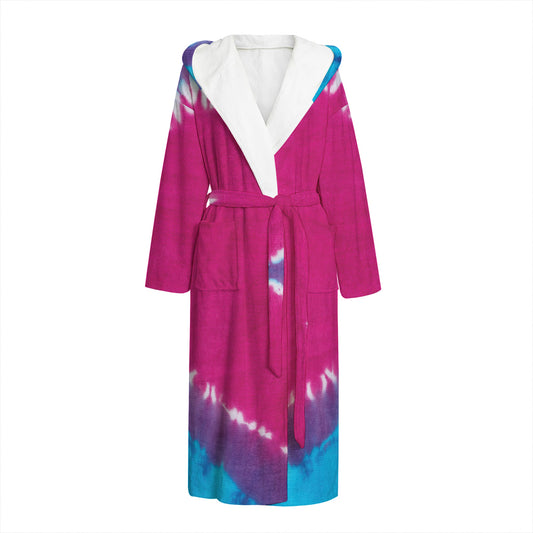 Colorful Heart Tie Dye Print Hooded Bathrobe