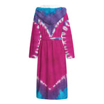 Colorful Heart Tie Dye Print Hooded Bathrobe