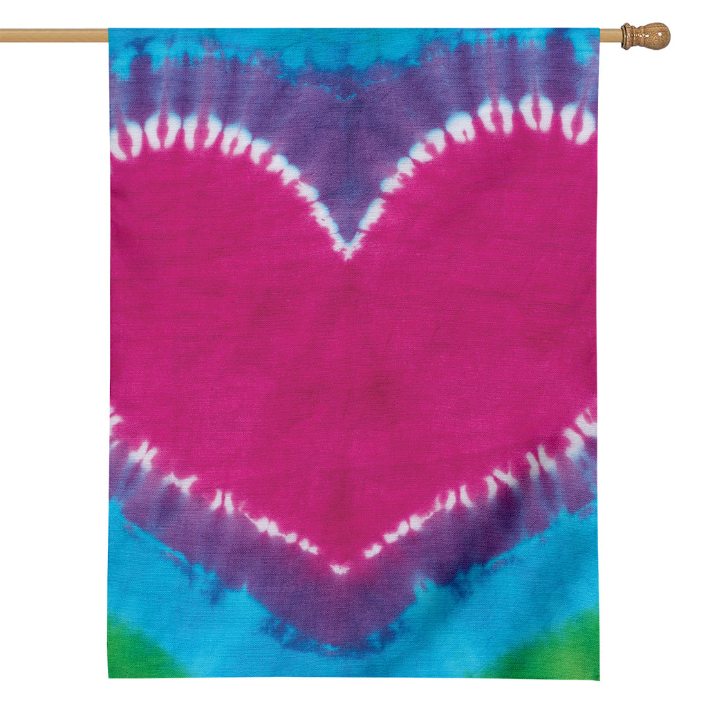 Colorful Heart Tie Dye Print House Flag