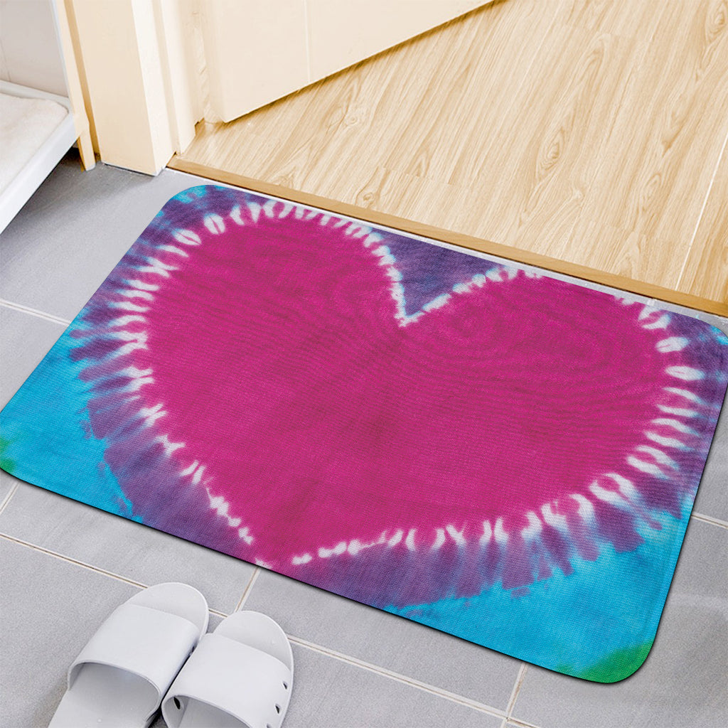 Colorful Heart Tie Dye Print Indoor Door Mat