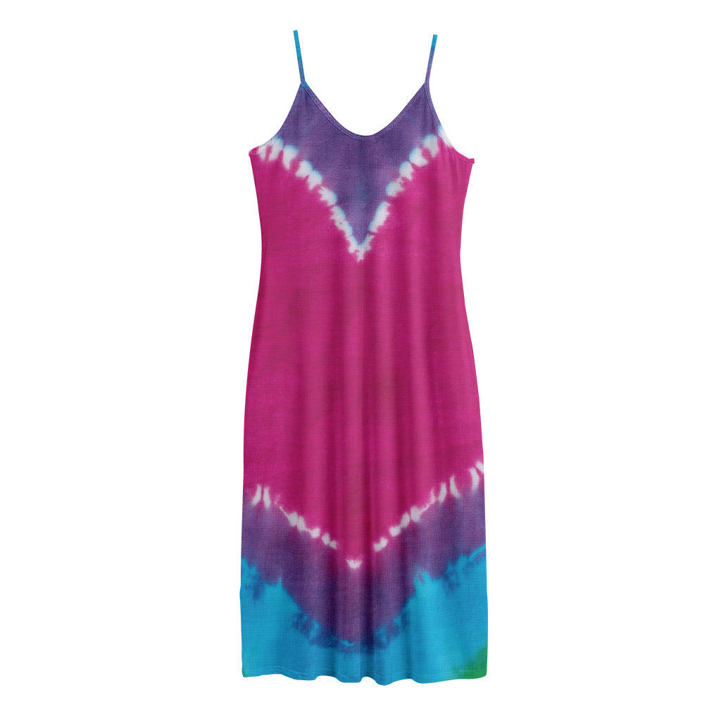 Colorful Heart Tie Dye Print Jersey Midi Cami Dress