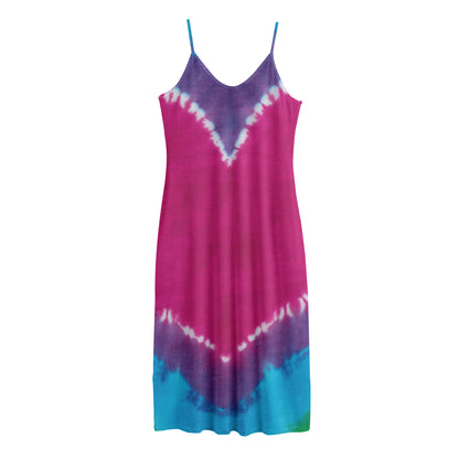 Colorful Heart Tie Dye Print Jersey Midi Cami Dress