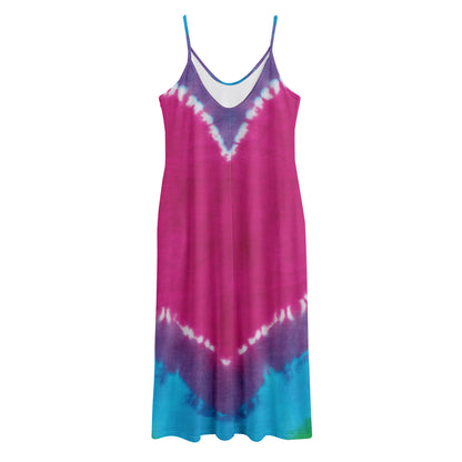 Colorful Heart Tie Dye Print Jersey Midi Cami Dress