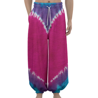 Colorful Heart Tie Dye Print Lantern Pants