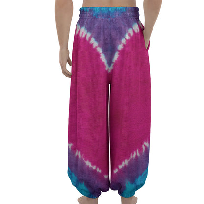 Colorful Heart Tie Dye Print Lantern Pants