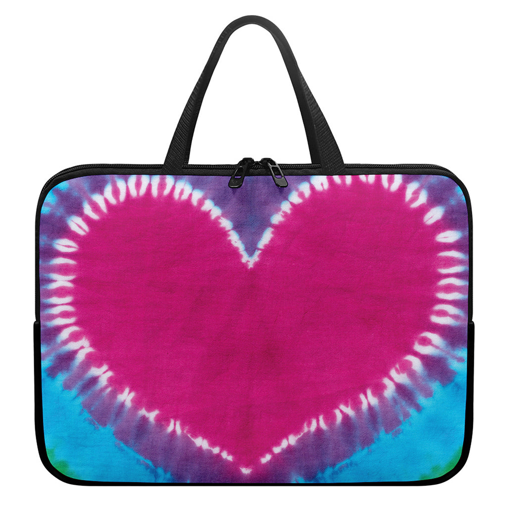 Colorful Heart Tie Dye Print Laptop Sleeve With Handle