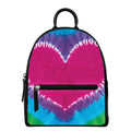 Colorful Heart Tie Dye Print Leather Backpack