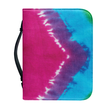 Colorful Heart Tie Dye Print Leather Bible Cover