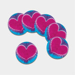 Colorful Heart Tie Dye Print Leather Coaster Set