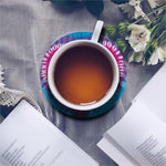 Colorful Heart Tie Dye Print Leather Coaster Set