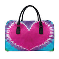 Colorful Heart Tie Dye Print Leather Duffel Bag