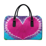 Colorful Heart Tie Dye Print Leather Duffle Bag