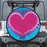 Colorful Heart Tie Dye Print Leather Spare Tire Cover