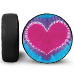 Colorful Heart Tie Dye Print Leather Spare Tire Cover