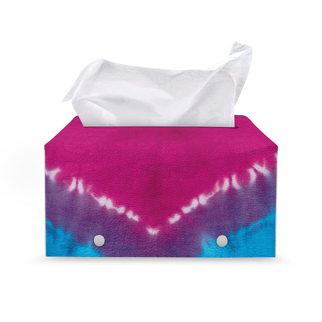 Colorful Heart Tie Dye Print Leather Tissue Box Cover