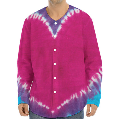 Colorful Heart Tie Dye Print Long Sleeve Baseball Jersey