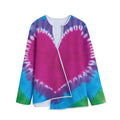 Colorful Heart Tie Dye Print Long Sleeve Short Coat