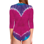 Colorful Heart Tie Dye Print Long Sleeve Swimsuit
