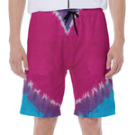 Colorful Heart Tie Dye Print Men's Beach Shorts