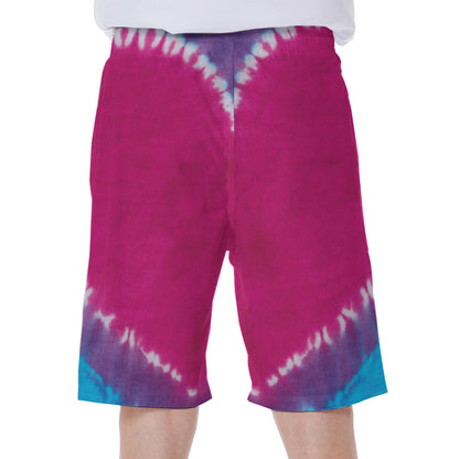 Colorful Heart Tie Dye Print Men's Beach Shorts