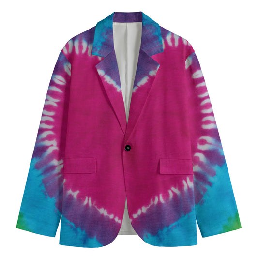 Colorful Heart Tie Dye Print Men's Blazer