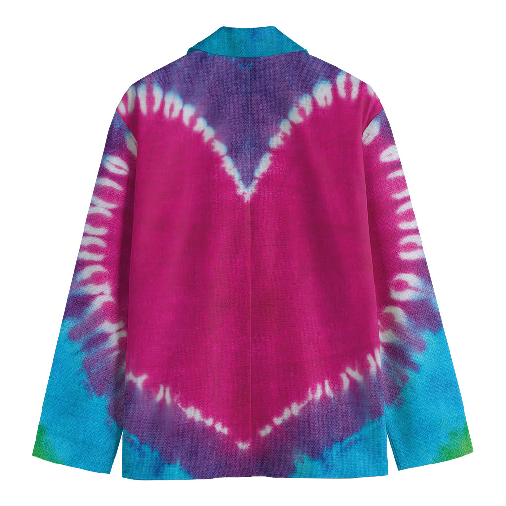 Colorful Heart Tie Dye Print Men's Blazer