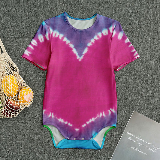 Colorful Heart Tie Dye Print Men's Bodysuit