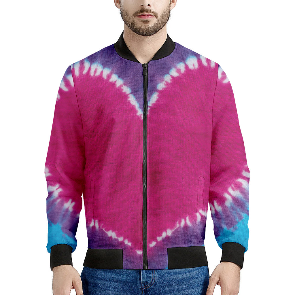 Colorful Heart Tie Dye Print Men's Bomber Jacket