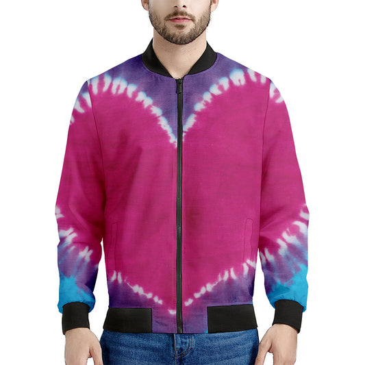 Colorful Heart Tie Dye Print Men's Bomber Jacket