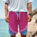 Colorful Heart Tie Dye Print Men's Cargo Shorts