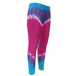 Colorful Heart Tie Dye Print Men's Compression Pants