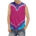 Colorful Heart Tie Dye Print Men's Fitness Tank Top