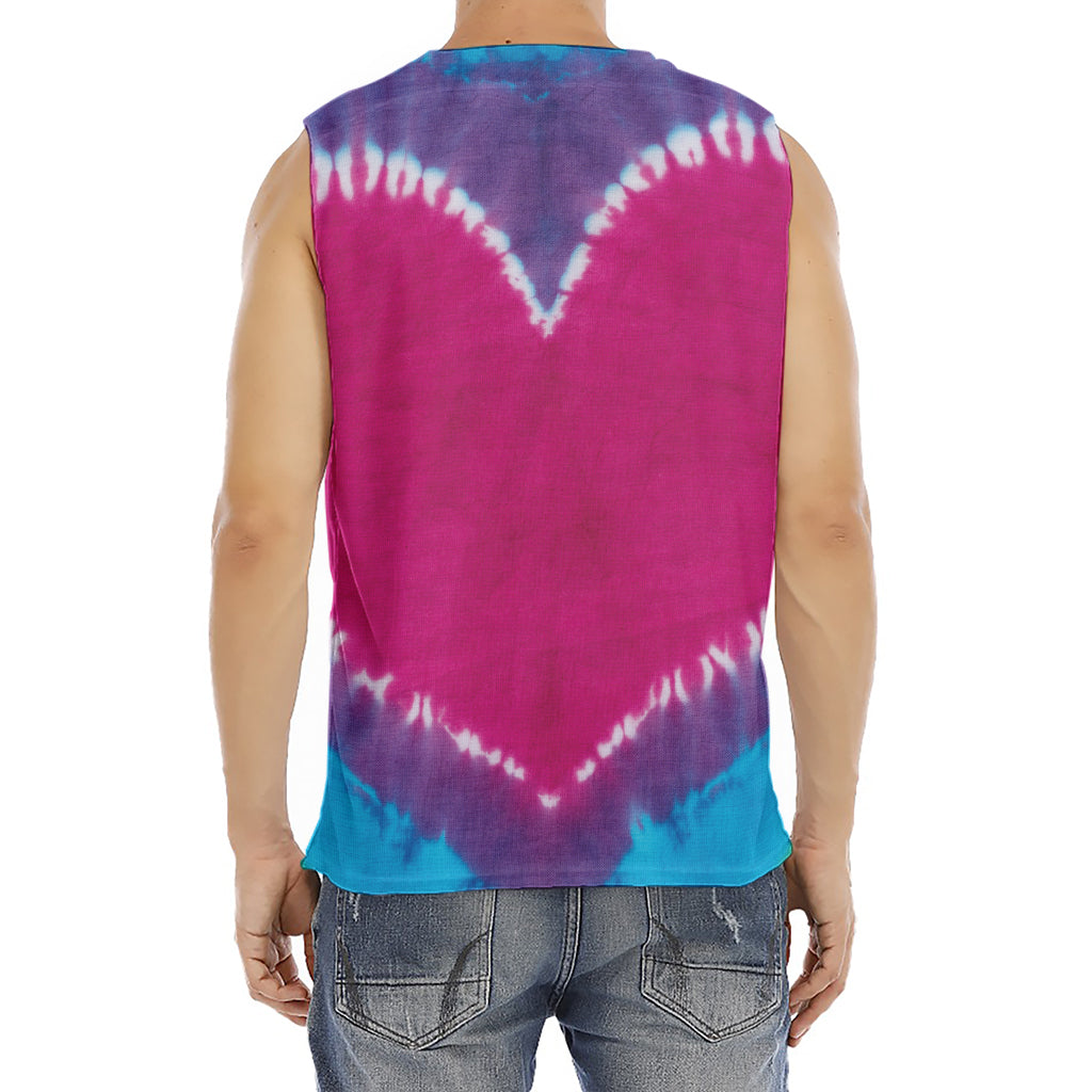 Colorful Heart Tie Dye Print Men's Fitness Tank Top
