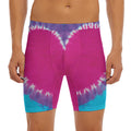 Colorful Heart Tie Dye Print Men's Long Boxer Briefs