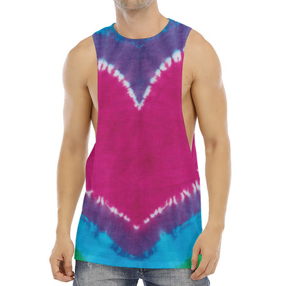 Colorful Heart Tie Dye Print Men's Muscle Tank Top