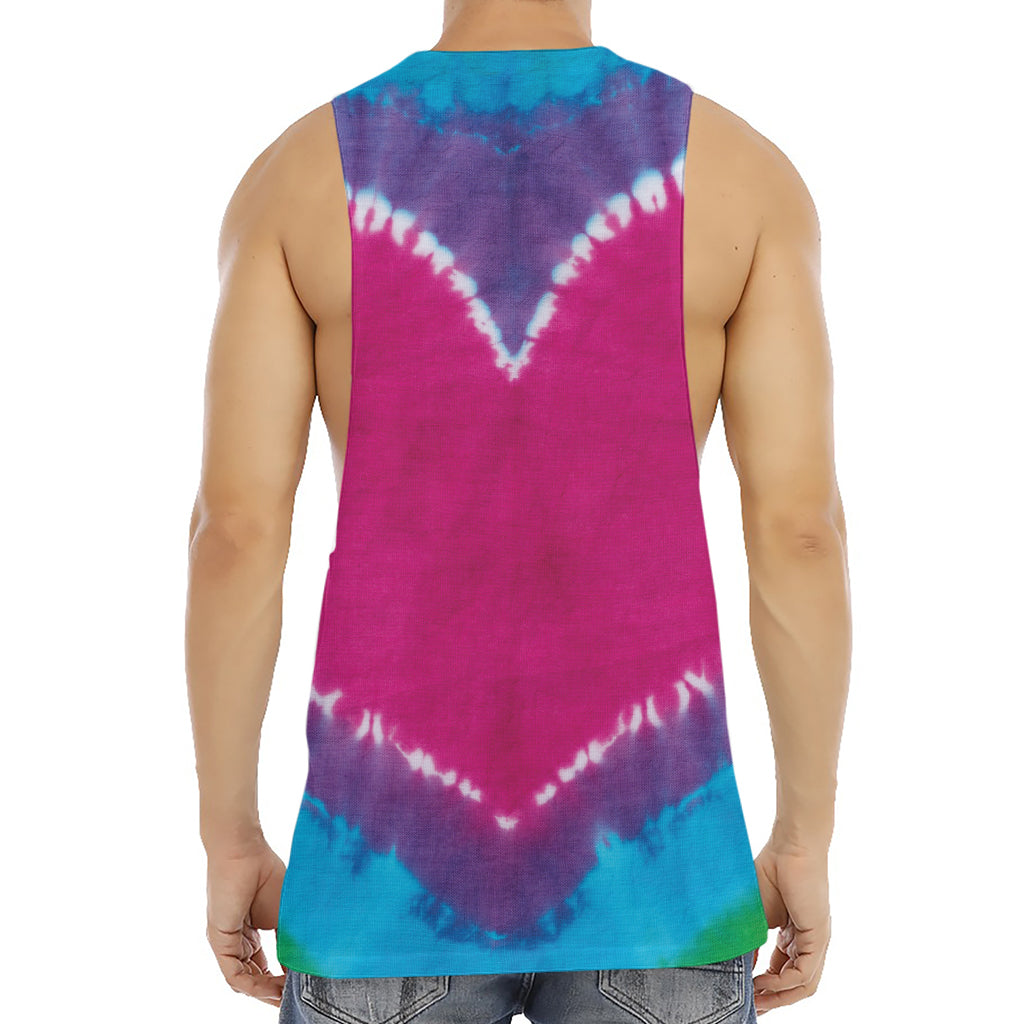 Colorful Heart Tie Dye Print Men's Muscle Tank Top