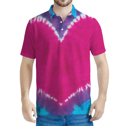Colorful Heart Tie Dye Print Men's Polo Shirt