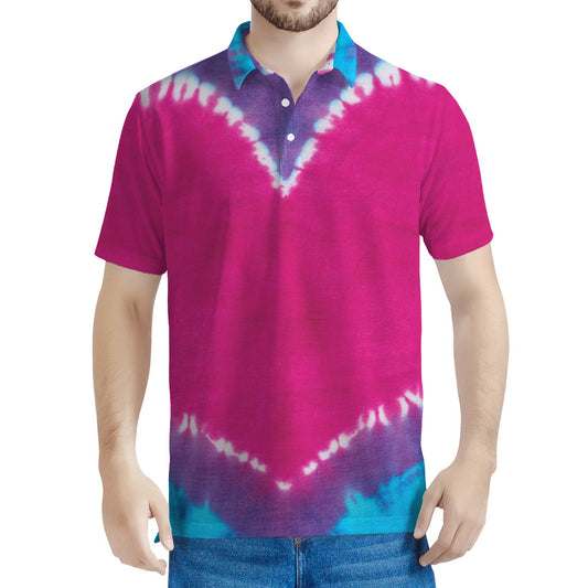 Colorful Heart Tie Dye Print Men's Polo Shirt