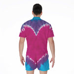 Colorful Heart Tie Dye Print Men's Rompers