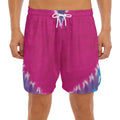 Colorful Heart Tie Dye Print Men's Split Running Shorts