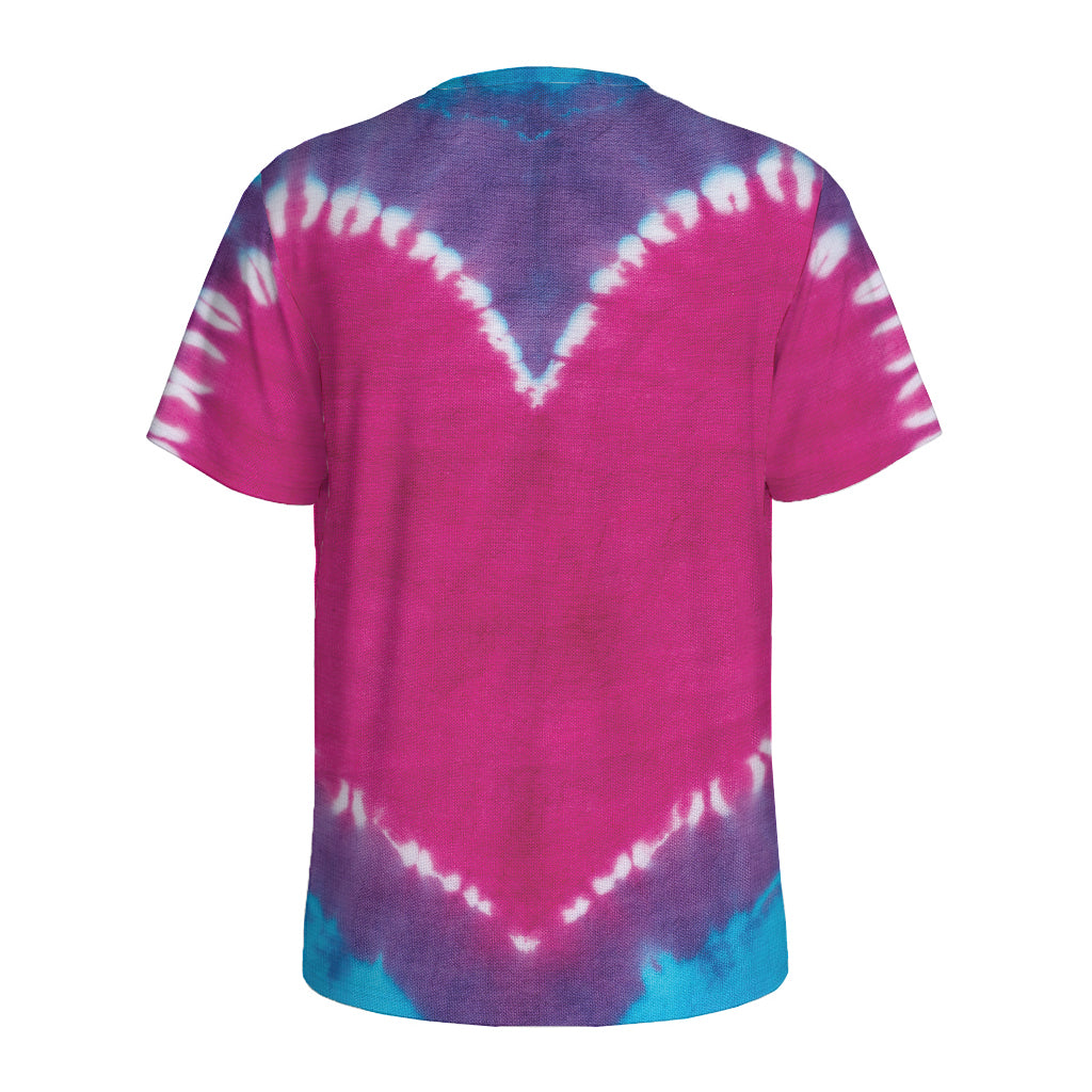 Colorful Heart Tie Dye Print Men's Sports T-Shirt